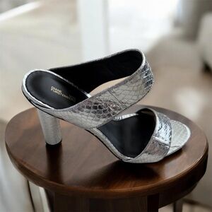 Diane Von Furstenberg silver metallic heeled sandals
